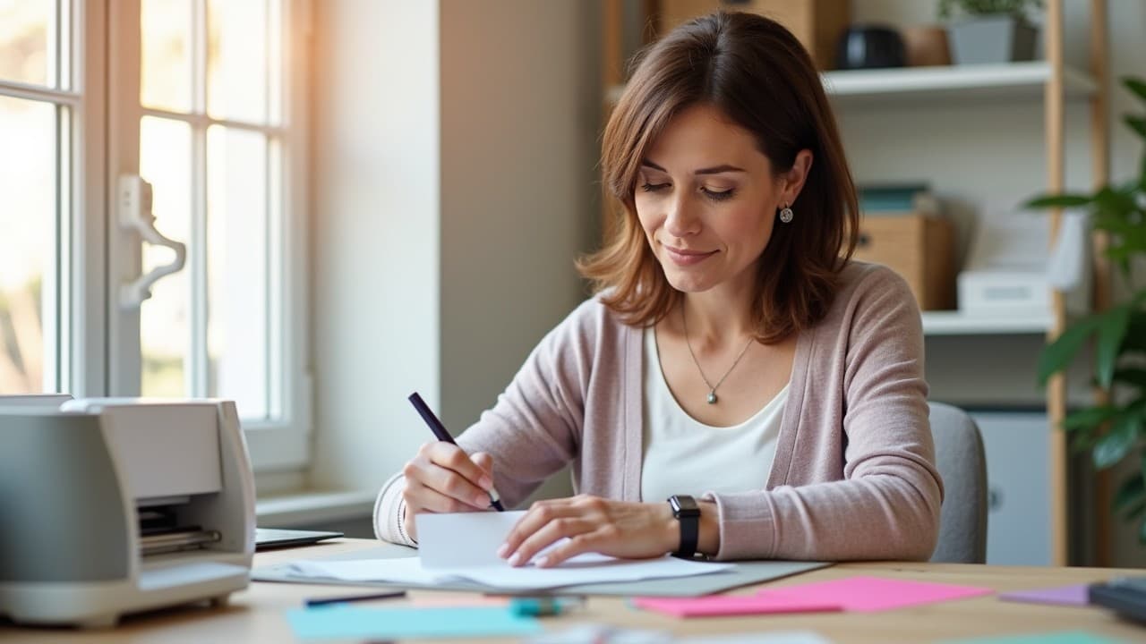 A woman cutting fabric with a Cricut